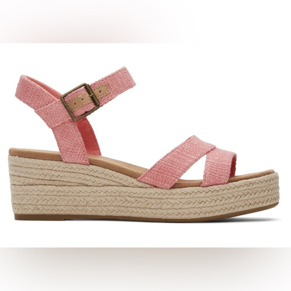 TOMS Audrey wedge sandal in pink metallic